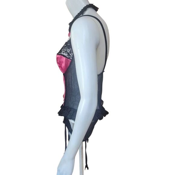 Vintage Nani Flower Black & Pink Teddy & Garter (L) - Picture 3 of 5